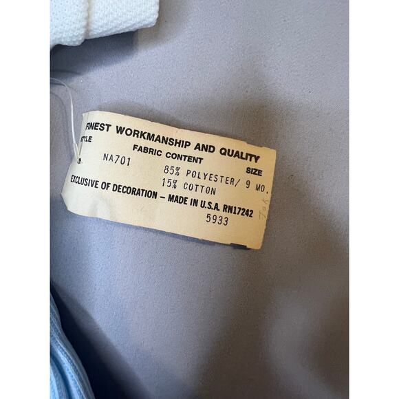 VTG New Awakenings by Cutler Baby Romper 9M Blue White USA NWT - Picture 3 of 9